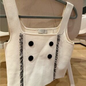 Sandro Cream Double-Breasted Crop Top fringe XS